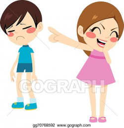 Vector Clipart - Girl bullying boy. Vector Illustration gg70768592 ...