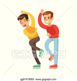 EPS Illustration - Two boys fist fight positions, aggressive bully ...