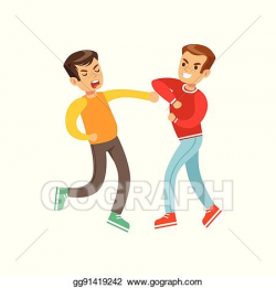Vector Art - Two equally strong boys fist fight positions ...