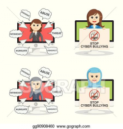 Vector Art - Businesswoman cyber bullying set. Clipart Drawing ...