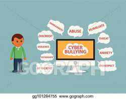 EPS Illustration - African with cyber bullying on monitor. Vector ...