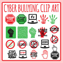Stop Cyber Bullying Signs / Symbols / Icons Clip Art Set for ...