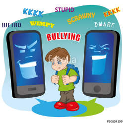 Illustration of a child suffering bullying from a quarrelsome bully ...