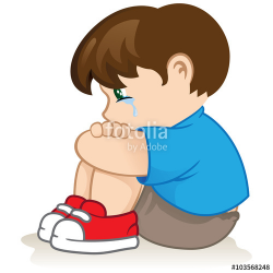 Illustration of a sad child, helpless, bullying