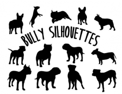 Bully Breed Dog Silhouettes Clipart Dog Vector Art For | Vector ...