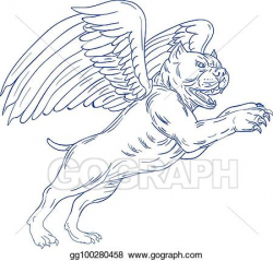 Vector Art - American bully with wings drawing. Clipart Drawing ...