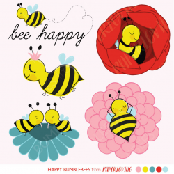 Happy Bumble bee Clipart: Cute bumblebee graphics for commercial or ...