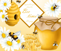 Bee watercolor clipart, honey clipart, bumblebee clipart, watercolor  clipart, daisy clipart, honey bee illustration, planner supplies