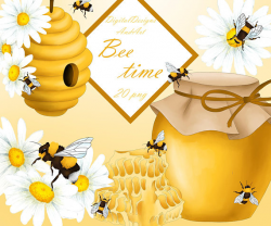 Bee watercolor clipart honey clipart bumblebee clipart