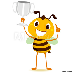 Vector Illustration of Bee holding a Silver Trophy - Buy this stock ...