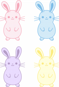 Set of Four Cute Easter Bunnies - Free Clip Art