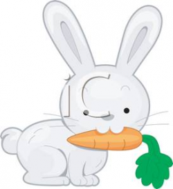 An Adorable White Rabbit Holding a Fresh Carrot In It's Mouth ...