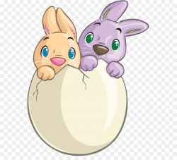 Easter Bunny Rabbit Easter egg Clip art - Two Cute Bunnies in Egg ...