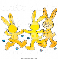 Clip Art of a Three Yellow Bunny Rabbits Holding Hands and Dancing ...