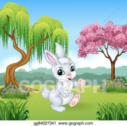 Vector Art - Cute little bunny walking. Clipart Drawing gg84027341 ...
