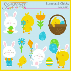 Easter Bunny and Friends Clipart - great for greeting cards, party ...