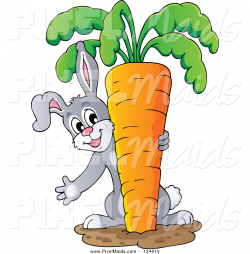 Clipart of a Bunny Rabbit Pulling a Giant Carrot by visekart - #124015