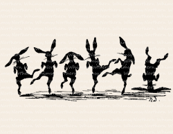 Dancing Bunnies Vintage Easter Clip Art Image Rabbit