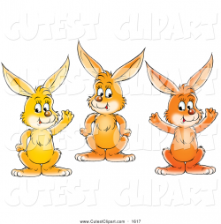 Clip Art of a Group of Three Cheerful Friendly Orange and Yellow ...