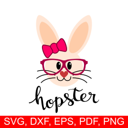 Miss Easter Hopster Bunny SVG file, Mrs Easter Hipster Bunny SVG ...