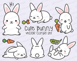Premium Vector Clipart Kawaii Bunny Cute Bunny Clipart Set