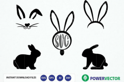 Bunny svg files. Easter bunny clipart. | Design Bundles