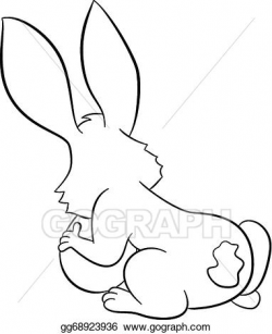 Vector Clipart - Easter bunny hiding eggs. Vector Illustration ...