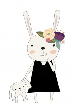 baby, girls floral woodland bunny nursery or bedroom print