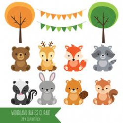 BLACK FRIDAY Woodland Animals Cli art, Animal Vectors, Cute deer ...