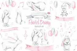 Baby bunny watercolor clipart, cards ~ Illustrations ~ Creative Market