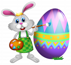 Easter Bunny and Colored Egg PNG Clipart Picture | Gallery ...