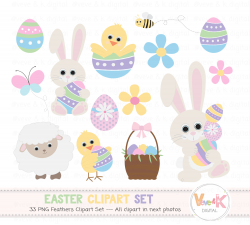 Easter Bunny Clipart, Easter Clipart, E | Design Bundles