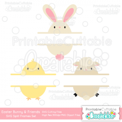Easter Bunny & Friends Split Frame SVG Set & Clipart Set for ...
