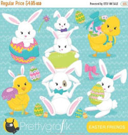 80% OFF SALE easter friends, easter bunny clipart commercial use ...