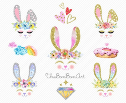Bunny Clipart. Bunny party Clipart. Bunny Watercolor.Easter ...