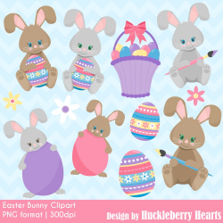 Easter Bunny Clipart - Huckleberry Hearts