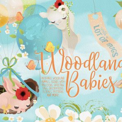 Woodland Babies Digital Clipart - bunny, deer, bear, fox, flowers ...
