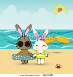 Rabbit clipart swimming - Pencil and in color rabbit clipart swimming