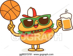 Vector Art - Burger basketball beer character. Clipart Drawing ...