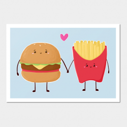 Burger and Fries love - Burger - Wall Art | TeePublic