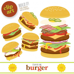 Burger Clip Art Food Clipart Hamburger | Food clipart, Clip art and Etsy