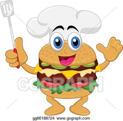 Vector Clipart - Funny cartoon burger chef character. Vector ...