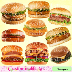 Burger Clipart Digital Burgers Clip Art Hamburger Clipart