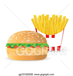 Drawing - Chicken burger and french fries. isolated. Clipart Drawing ...