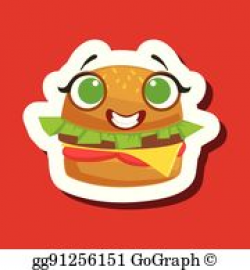 EPS Illustration - Burger sandwich in love with hearts in eyes, cute ...