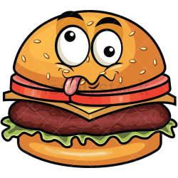 Goofy Crazy Eyes Hamburger Emoji Cartoon Vector Clipart | Crazy eyes ...