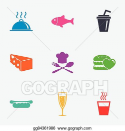 Vector Art - Food, drink icons. alcohol, fish and burger. Clipart ...