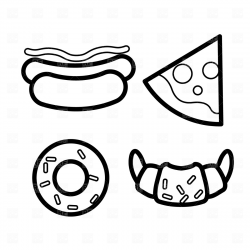 Hot Dog clipart outline - Pencil and in color hot dog clipart outline