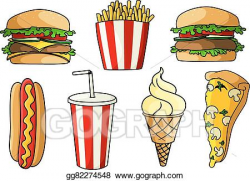 Vector Illustration - Pizza, burgers, hot dog, french fries ...
