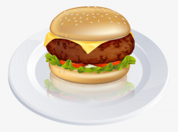 Hamburger On The Plate, Cartoon, Food, Meat PNG Image and Clipart ...